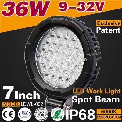 FACTORY DIRECT SALE 36W led road work light 12v 24v 6000K led lights for trucks