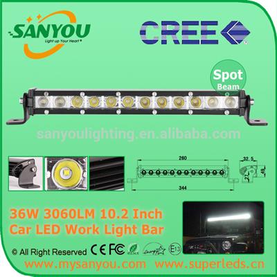 TOP Sales Auto parts 12pcs*3w lamp single row 9-60v 36w 3060lm super slim led light bar